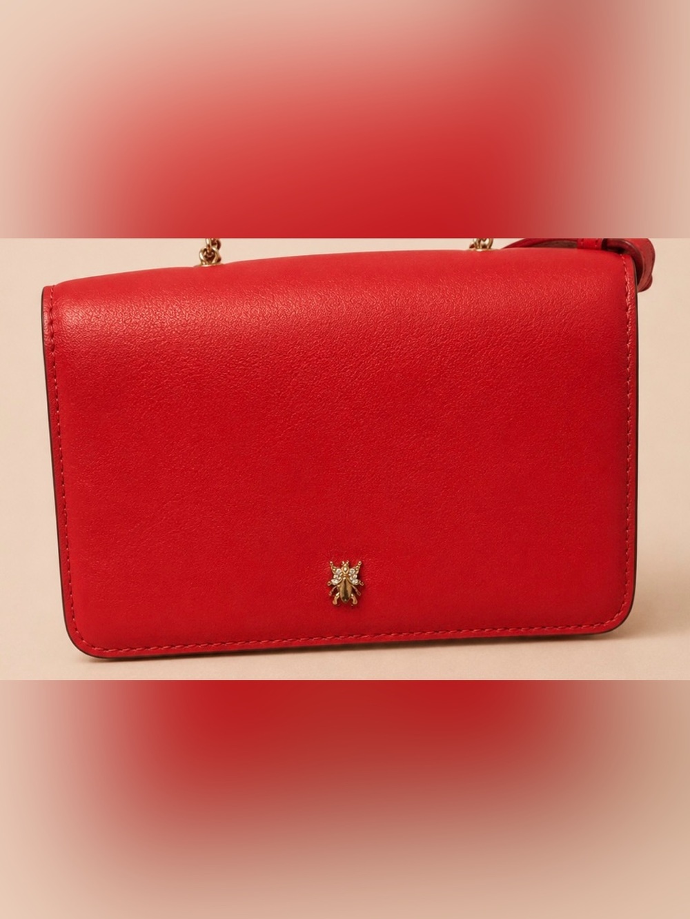Zara Red Crossbody Bag Gold Chain Mini Purse Statement Bag - Picture 2 of 6